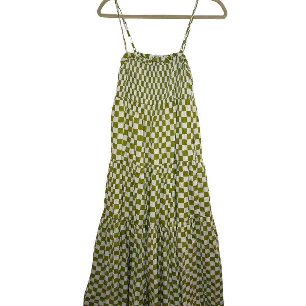 En Saison Gingham Smocked Tiered Midi Dress Summer - Medium - Picture 2 of 8